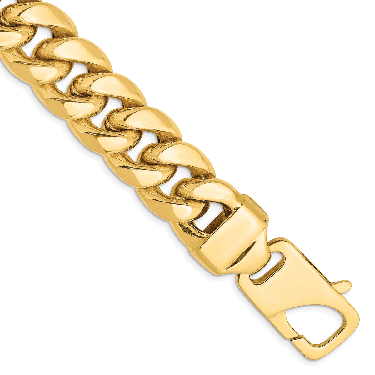 14K 9 inch 15mm Semi-Solid Miami Cuban with Lobster Clasp Chain