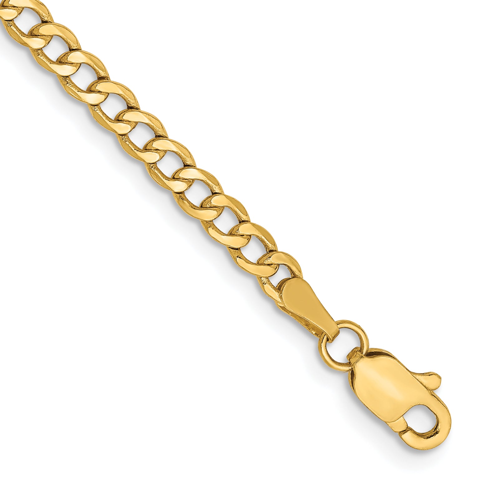 14K 8 inch 2.85mm Semi-Solid Curb with Lobster Clasp Bracelet