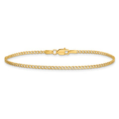 14K 7 inch 1.85mm Semi-Solid Curb with Lobster Clasp Bracelet