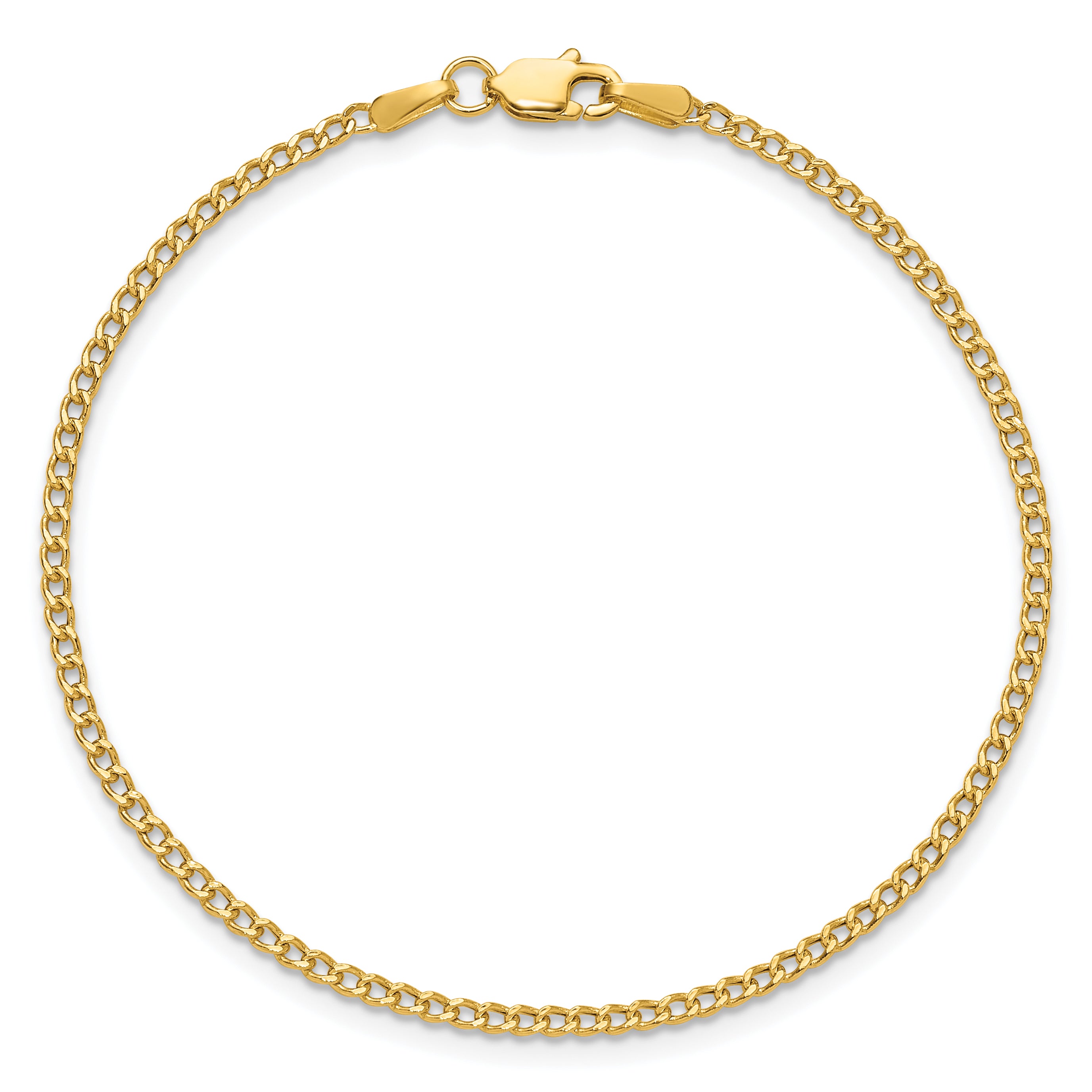 14K 7 inch 1.85mm Semi-Solid Curb with Lobster Clasp Bracelet