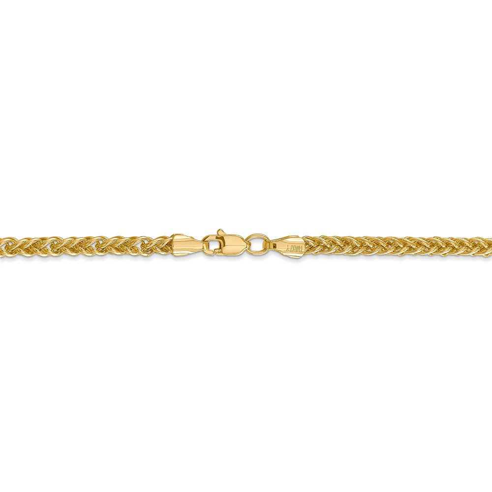 14K Yellow Gold 2.60mm Semi-solid 3-Wire Wheat Chain