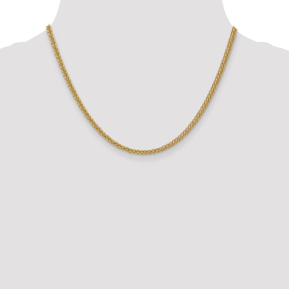 14K Yellow Gold 2.60mm Semi-solid 3-Wire Wheat Chain