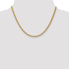 14K Yellow Gold 2.60mm Semi-solid 3-Wire Wheat Chain