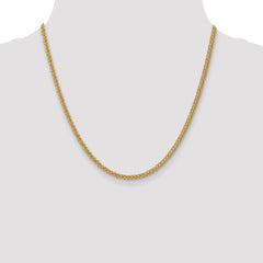 14K Yellow Gold 2.60mm Semi-solid 3-Wire Wheat Chain