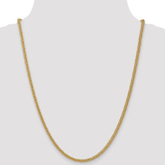 14K Yellow Gold 2.60mm Semi-solid 3-Wire Wheat Chain