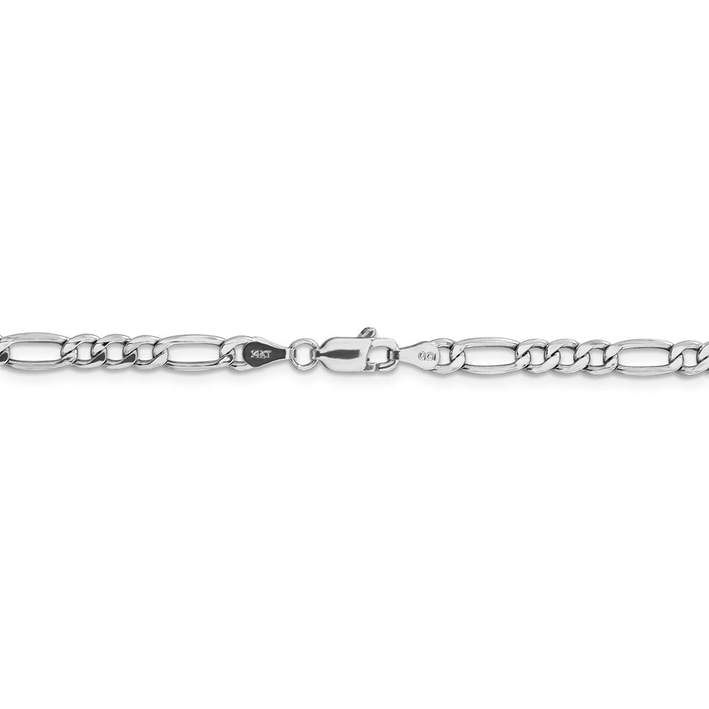 14K WG 4.4mm Semi-Solid Figaro Chain