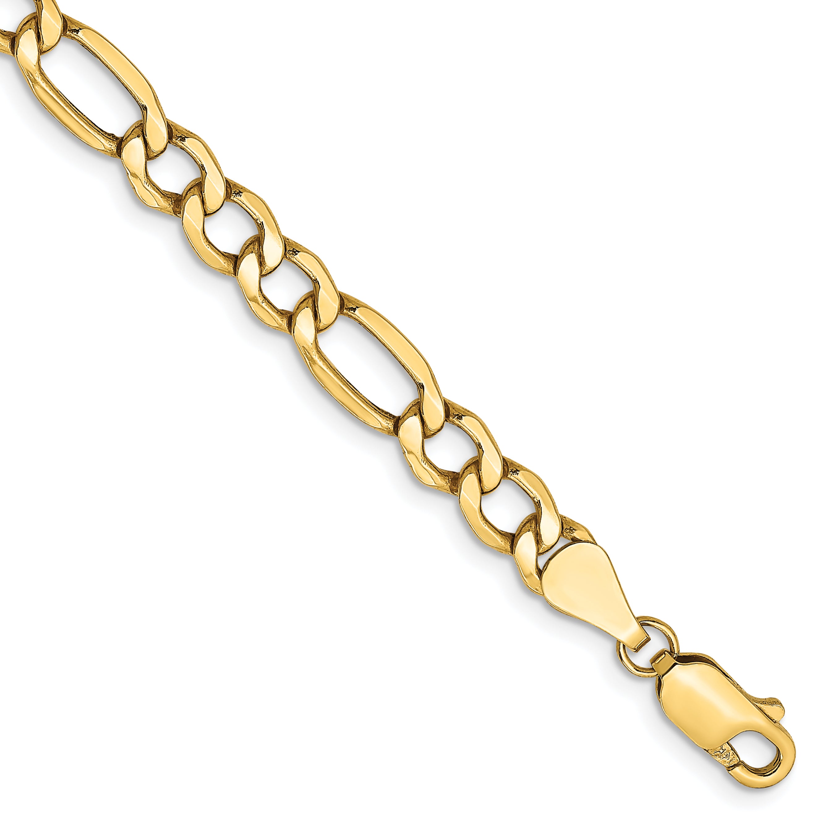 14K 9 inch 5.75mm Semi-Solid Figaro with Lobster Clasp Chain