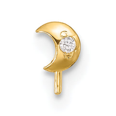 14k 23 Gauge CZ Moon Nose Stud