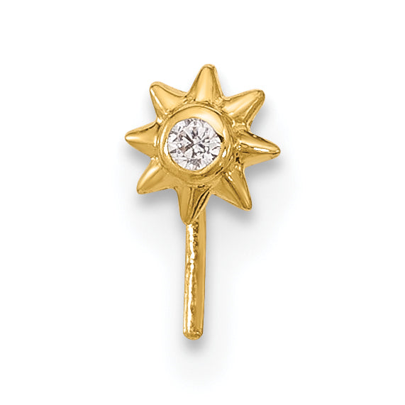 14k 23 Gauge CZ Sun Nose Stud