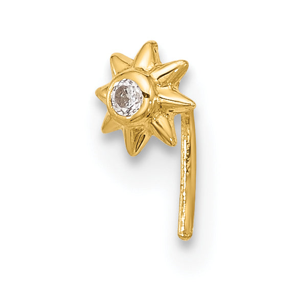 14k 23 Gauge CZ Sun Nose Stud