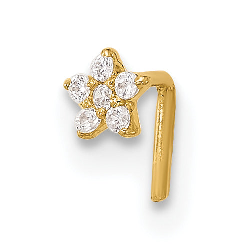 14k 22 Gauge CZ Star Nose Stud