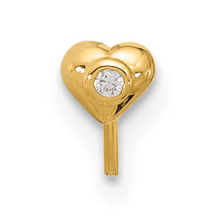 14k 22 Gauge CZ Heart Nose Stud