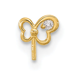 14k 23 Gauge CZ Butterfly Nose Stud