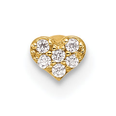 14k 18 Gauge CZ Heart Labret/Face Jewelry