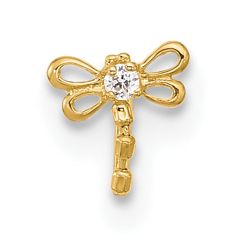 14k 22 Gauge CZ Butterfly Nose Stud