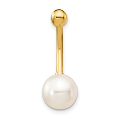 14k 14 Gauge 8mm Freshwater Cultured Pearl Belly Ring