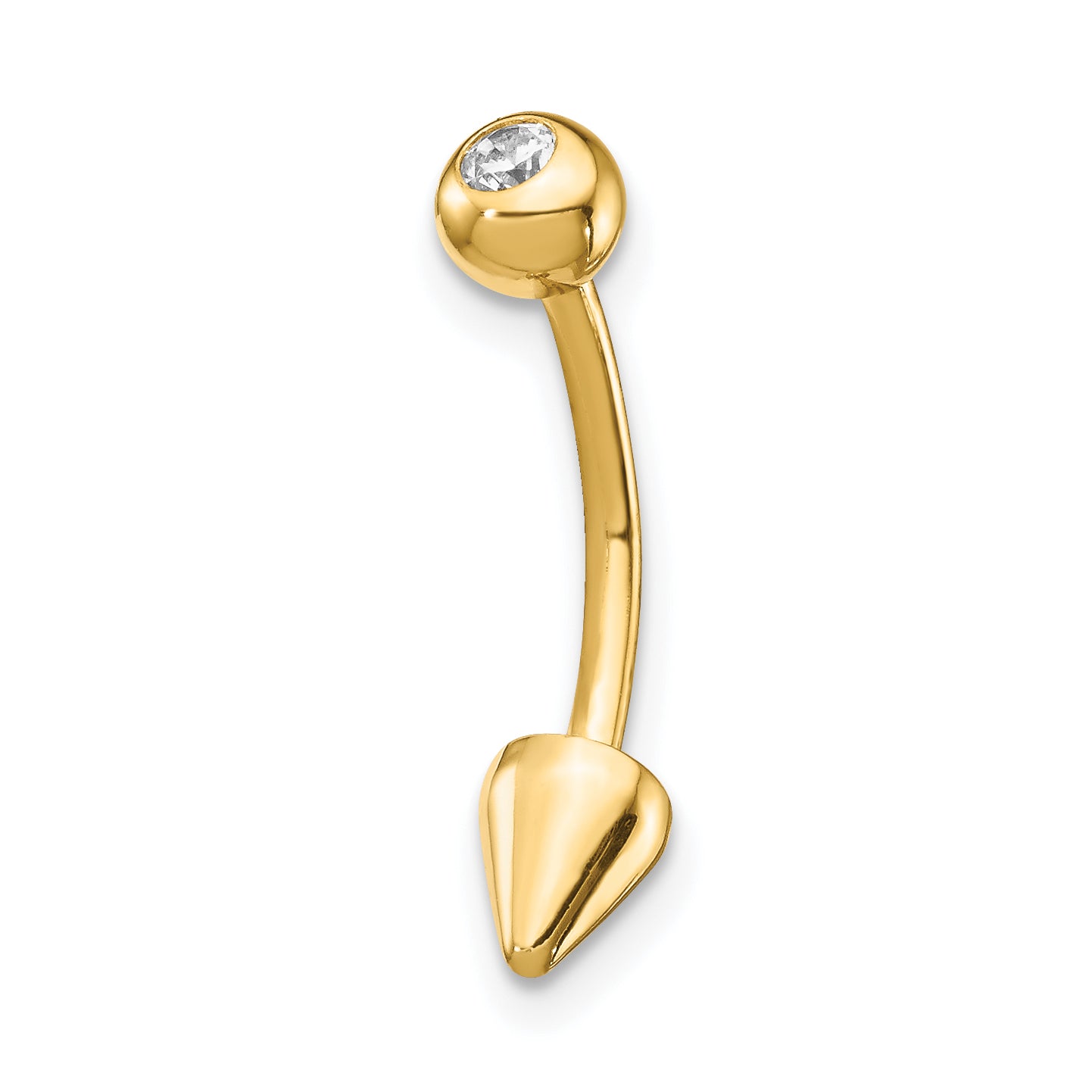 14k 16 Gauge CZ Cone Belly Ring