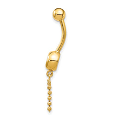 14k 14 Gauge CZ Dragonfly Dangle Belly Ring