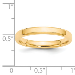 14k Yellow Gold 3mm Beveled Edge Comfort Fit Wedding Band Size 4