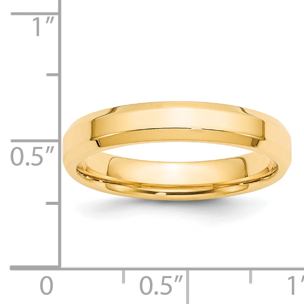 14k Yellow Gold 4mm Beveled Edge Comfort Fit Wedding Band Size 4