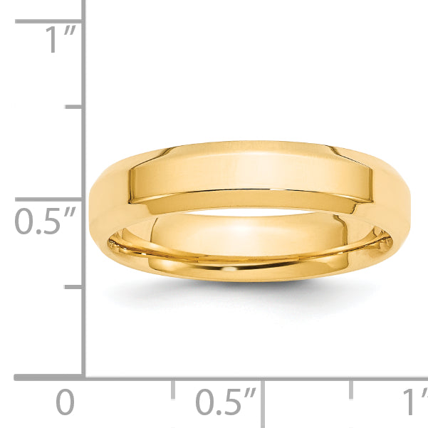 14k Yellow Gold 5mm Beveled Edge Comfort Fit Wedding Band Size 4