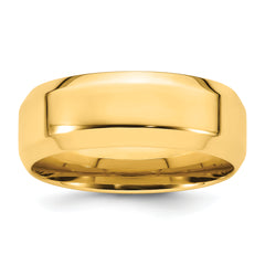 14k Yellow Gold 8mm Beveled Edge Comfort Fit Wedding Band Size 14