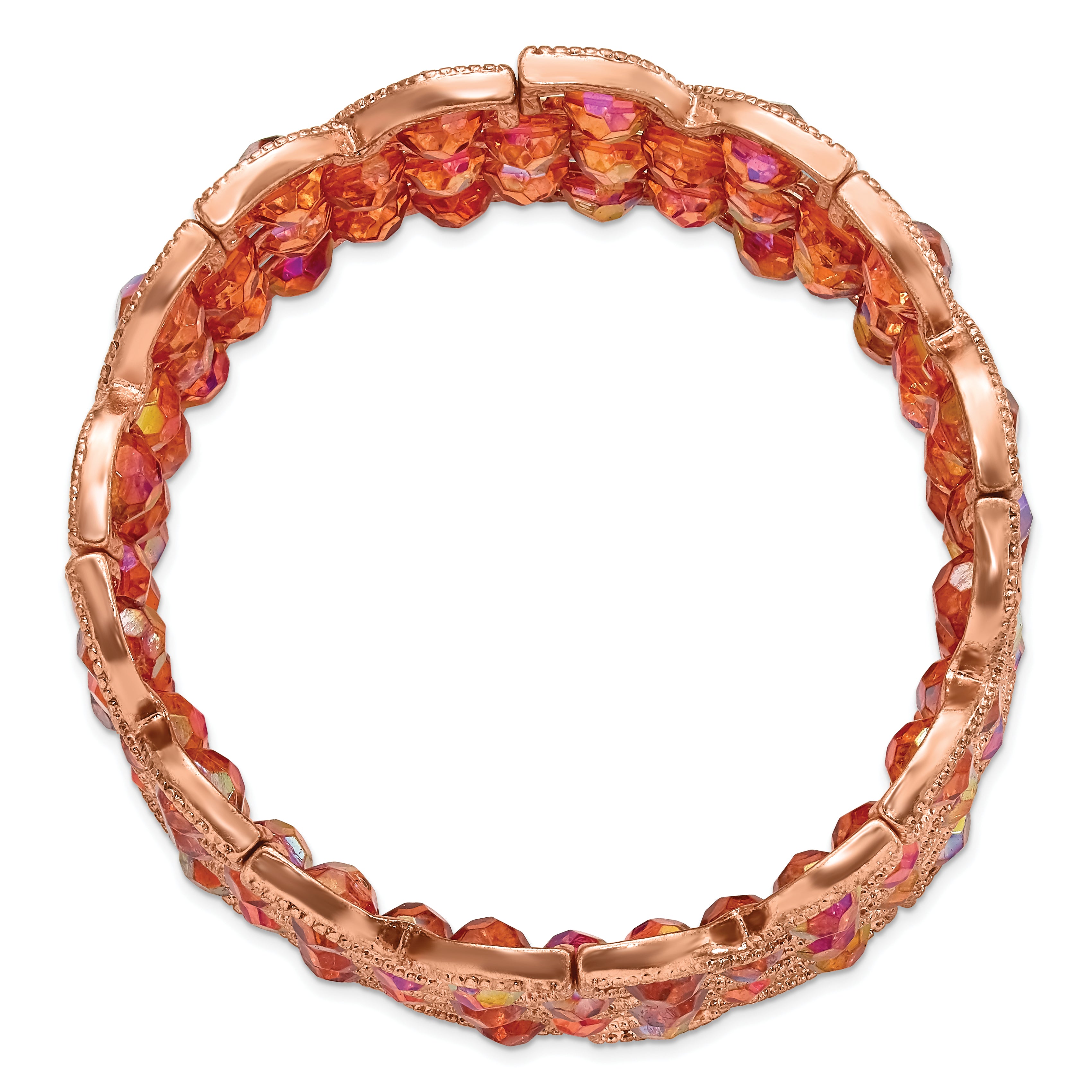 1928 Copper-tone Copper Acrylic Beads Stretch Bracelet