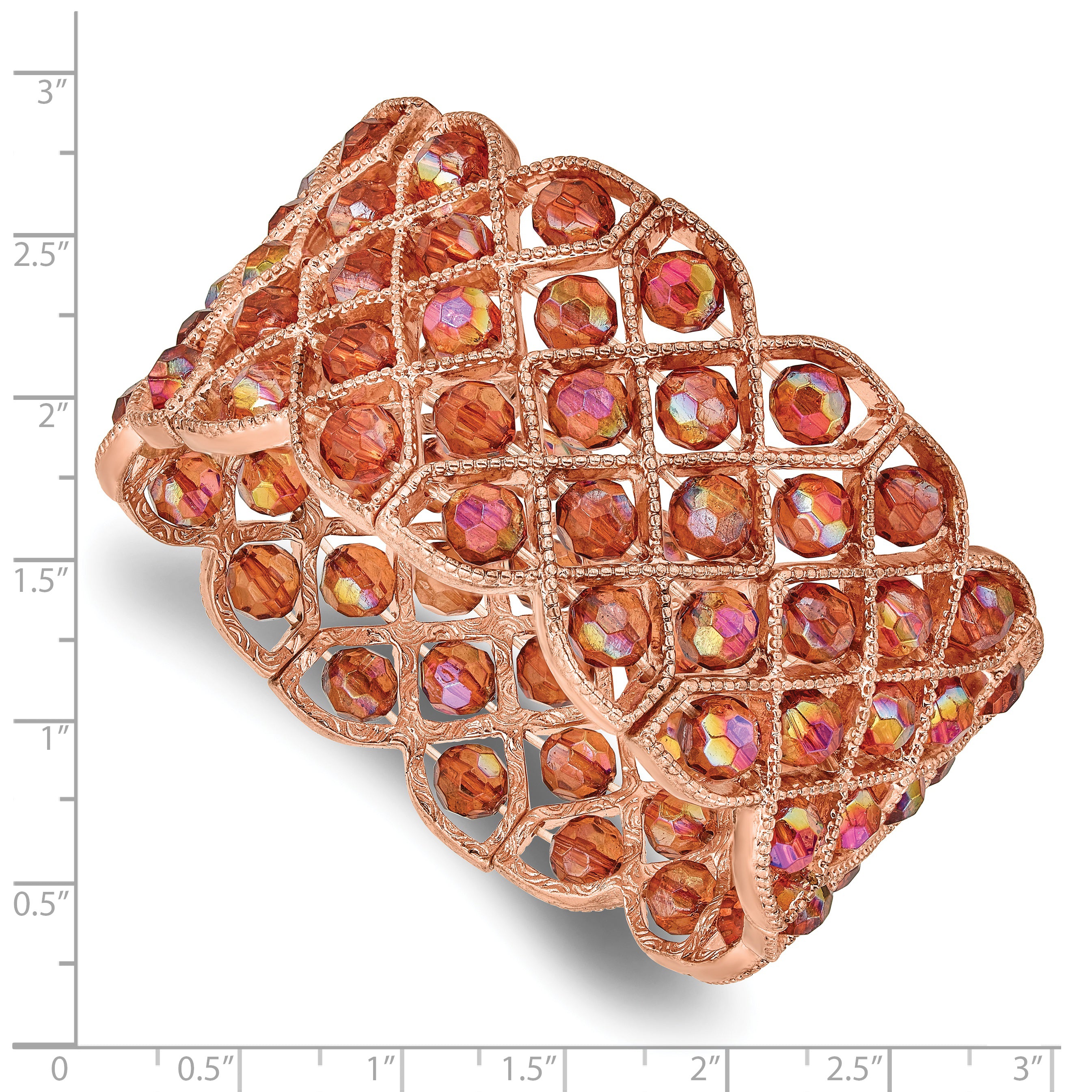 1928 Copper-tone Copper Acrylic Beads Stretch Bracelet