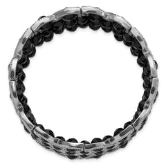 Sophia Jewelers Silver-tone Wide Frame Black Stretch Bracelet Elegant Design