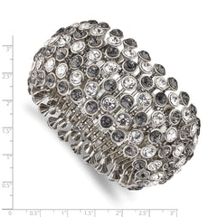 Sophia Jewelers Silver Tone Stretch Bracelet with Jet Black and Clear Crystals