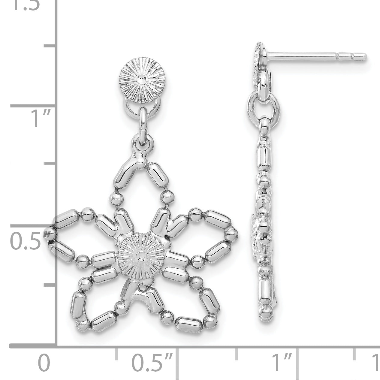 Vintage-Inspired Silver-Tone Floral Dangle Earrings with Polished Finish