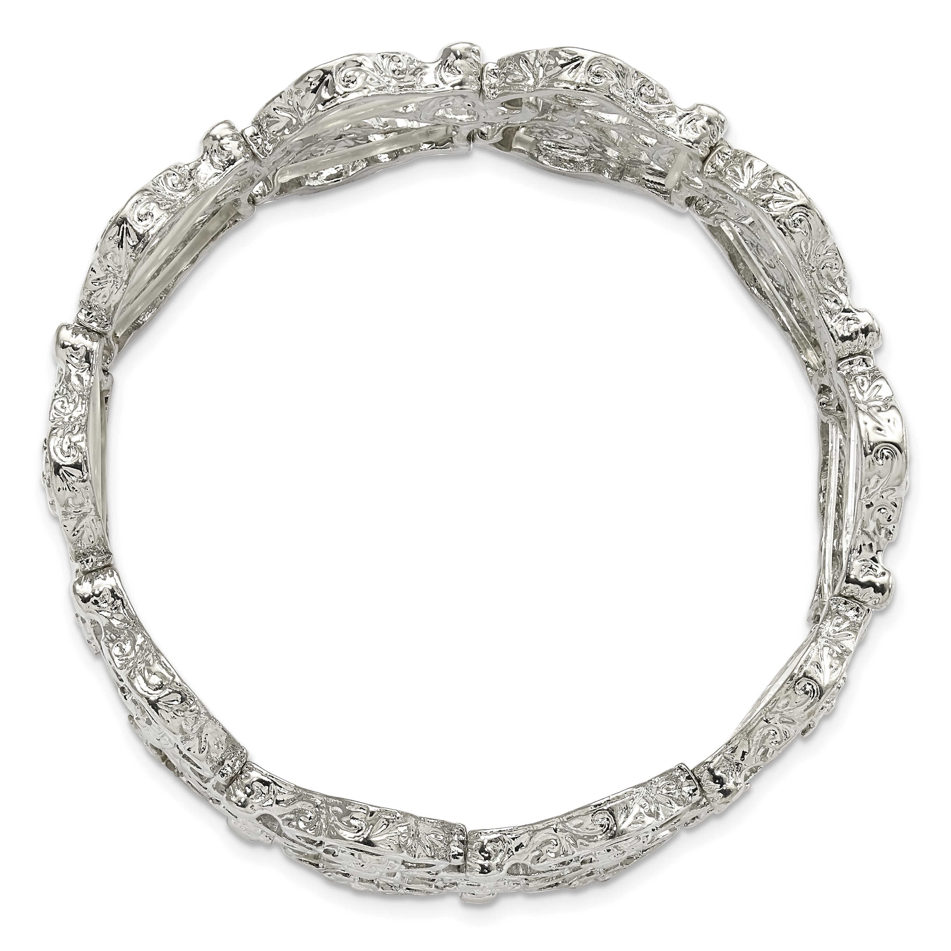 Silver-Tone Filigree Floral Stretch Bracelet by 1928 Jewelry - Vintage Elegance