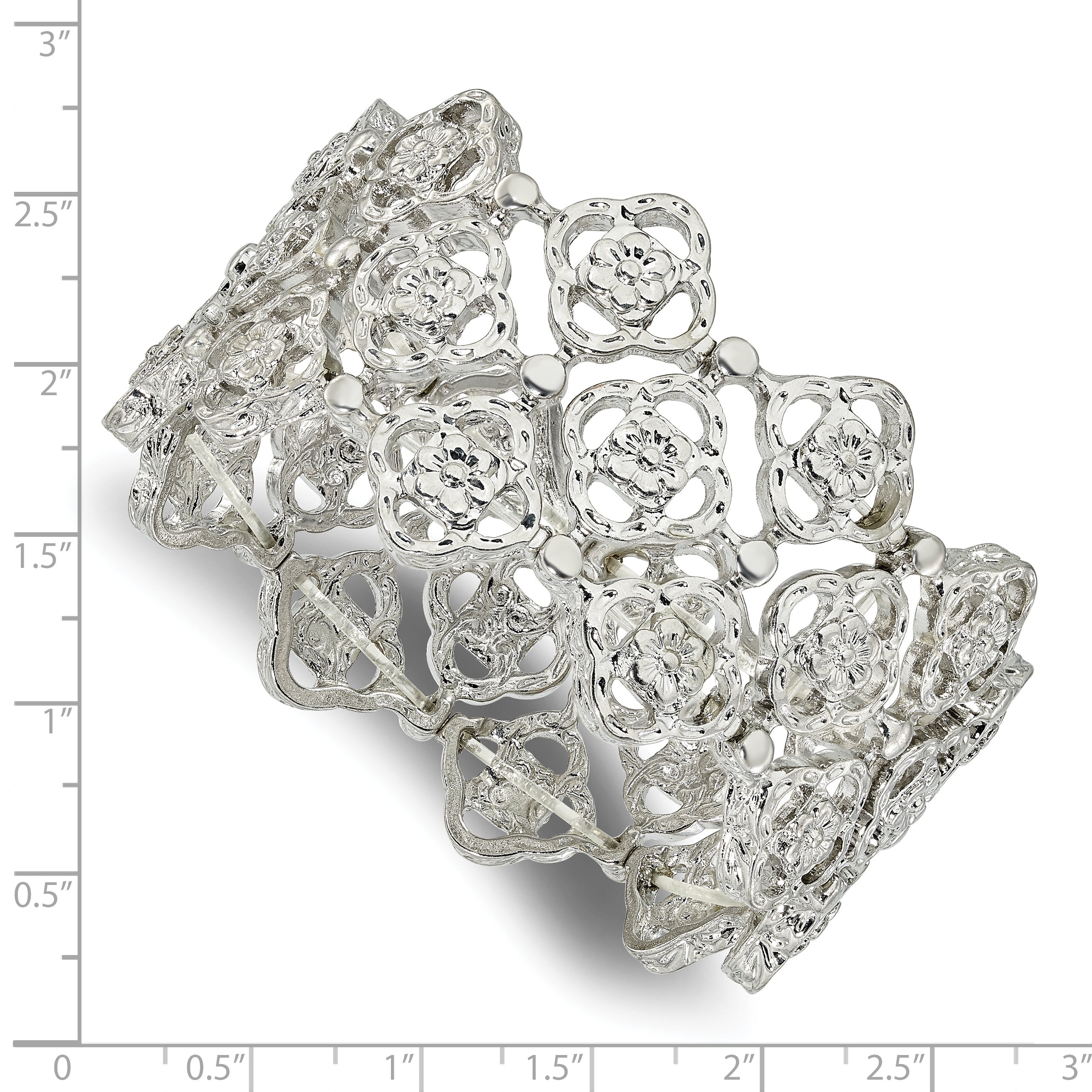 Silver-Tone Filigree Floral Stretch Bracelet by 1928 Jewelry - Vintage Elegance