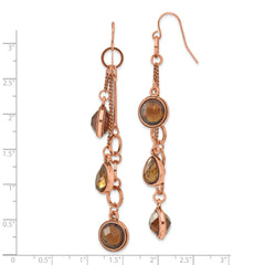 1928 Jewelry Copper-tone Brown Faceted Acrylic Beads Long Dangle Earrings