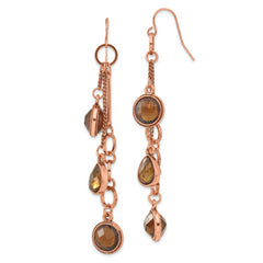 1928 Jewelry Copper-tone Brown Faceted Acrylic Beads Long Dangle Earrings