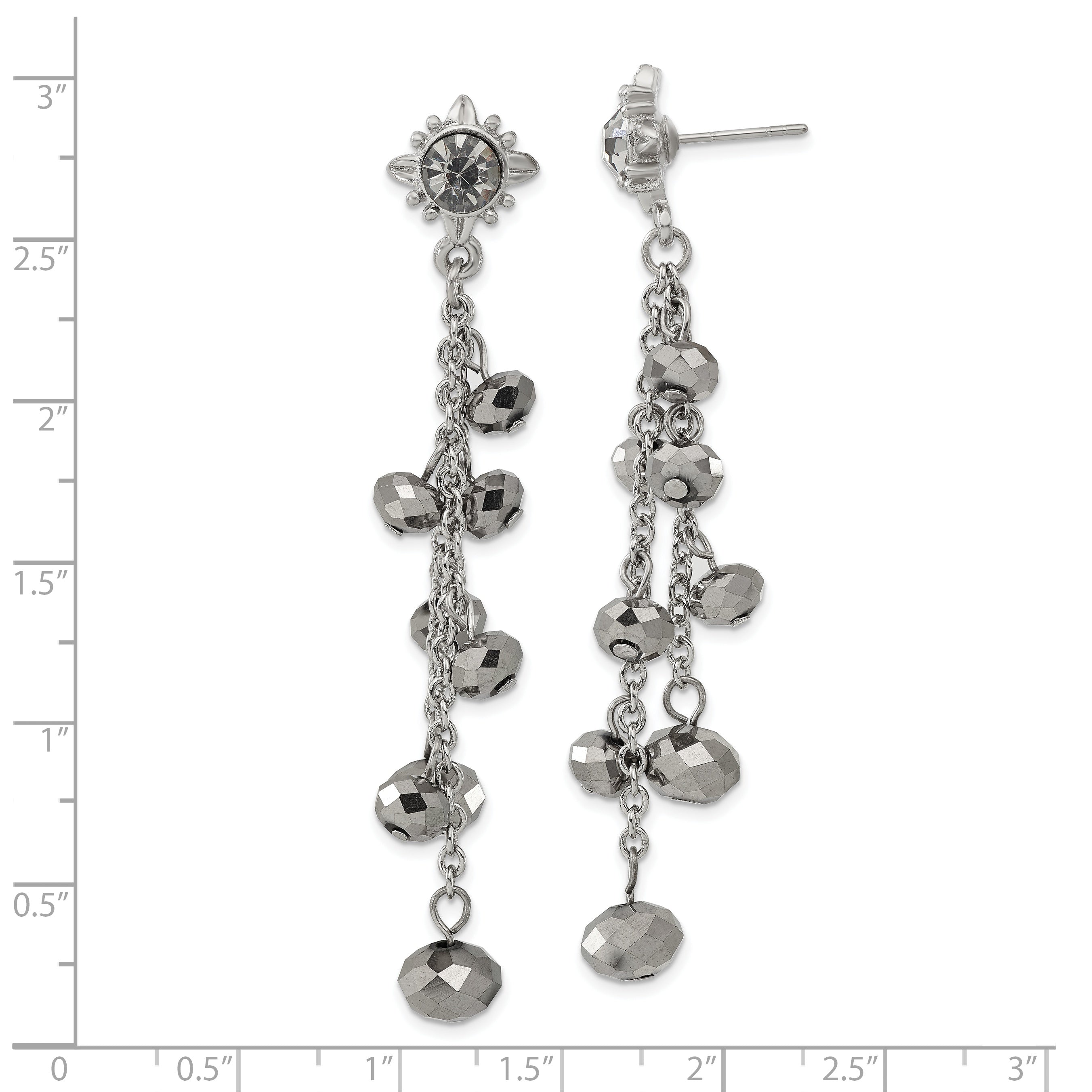 Silver-Tone Hematite Glass Bead Dangle Earrings by 1928 Jewelry