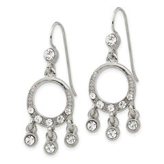 1928 Silver-tone Crystal Chandelier Earrings with Polished Finish Elegant Vintage Style