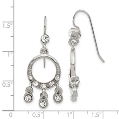 1928 Silver-tone Crystal Chandelier Earrings with Polished Finish Elegant Vintage Style