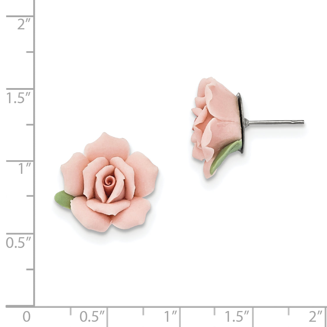 Pink Porcelain Rose Earrings in Surgical Stainless Steel with Vintage Charm