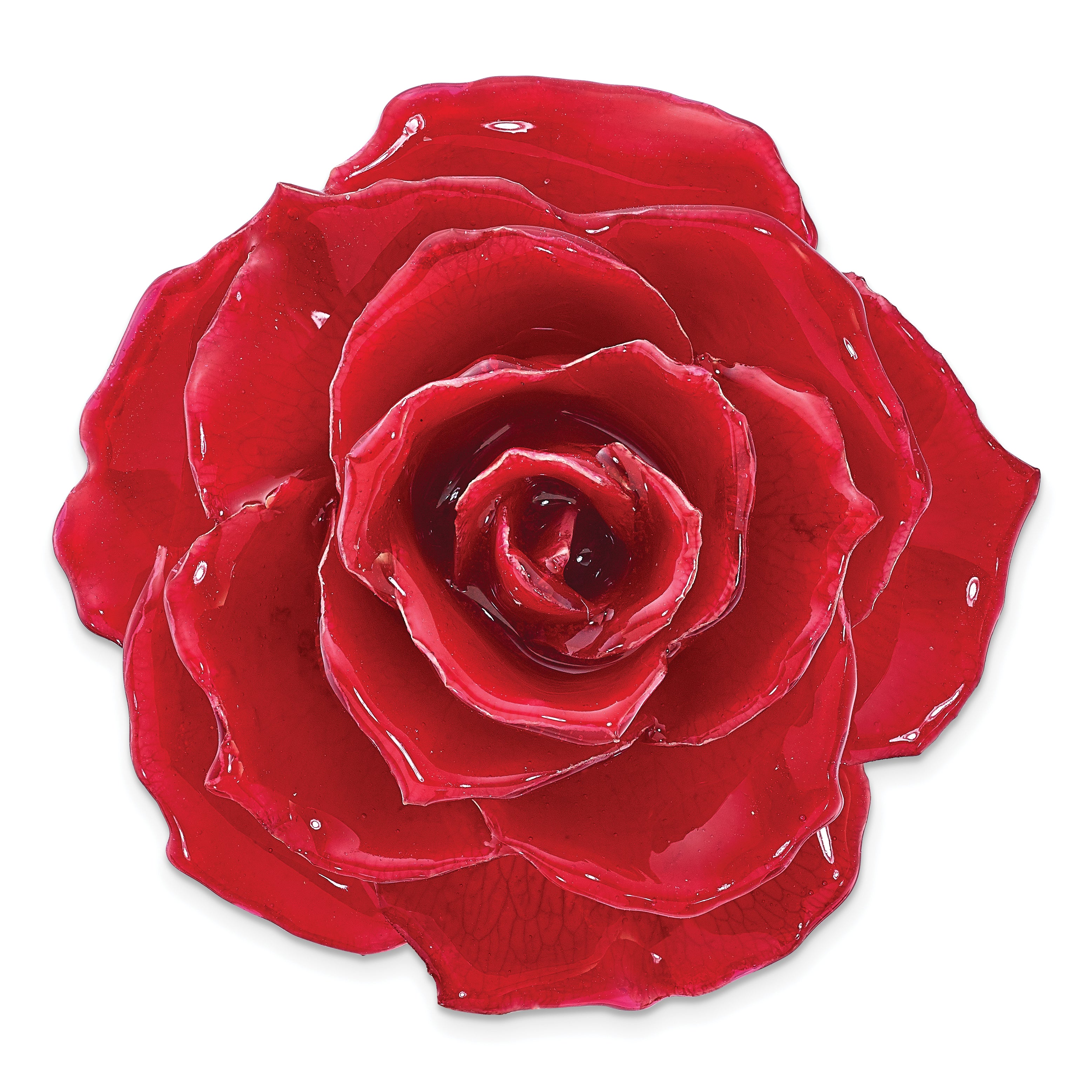 Lacquer Dipped Red Real Rose Adjustable Silver-tone Ring