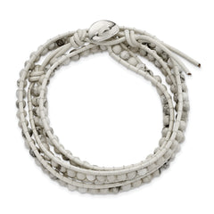 White Howlite Leather Multi-Wrap Bracelet, Adjustable Elegant Design