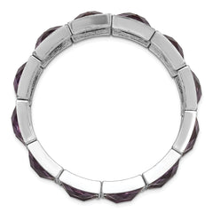 1928 Jewelry Silver-tone Frame Purple Faceted Epoxy Stones Stretch Bracelet