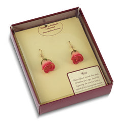 Lacquer Dipped Real Rosebud Earrings in Gold-Tone with French Wire Gift Ready