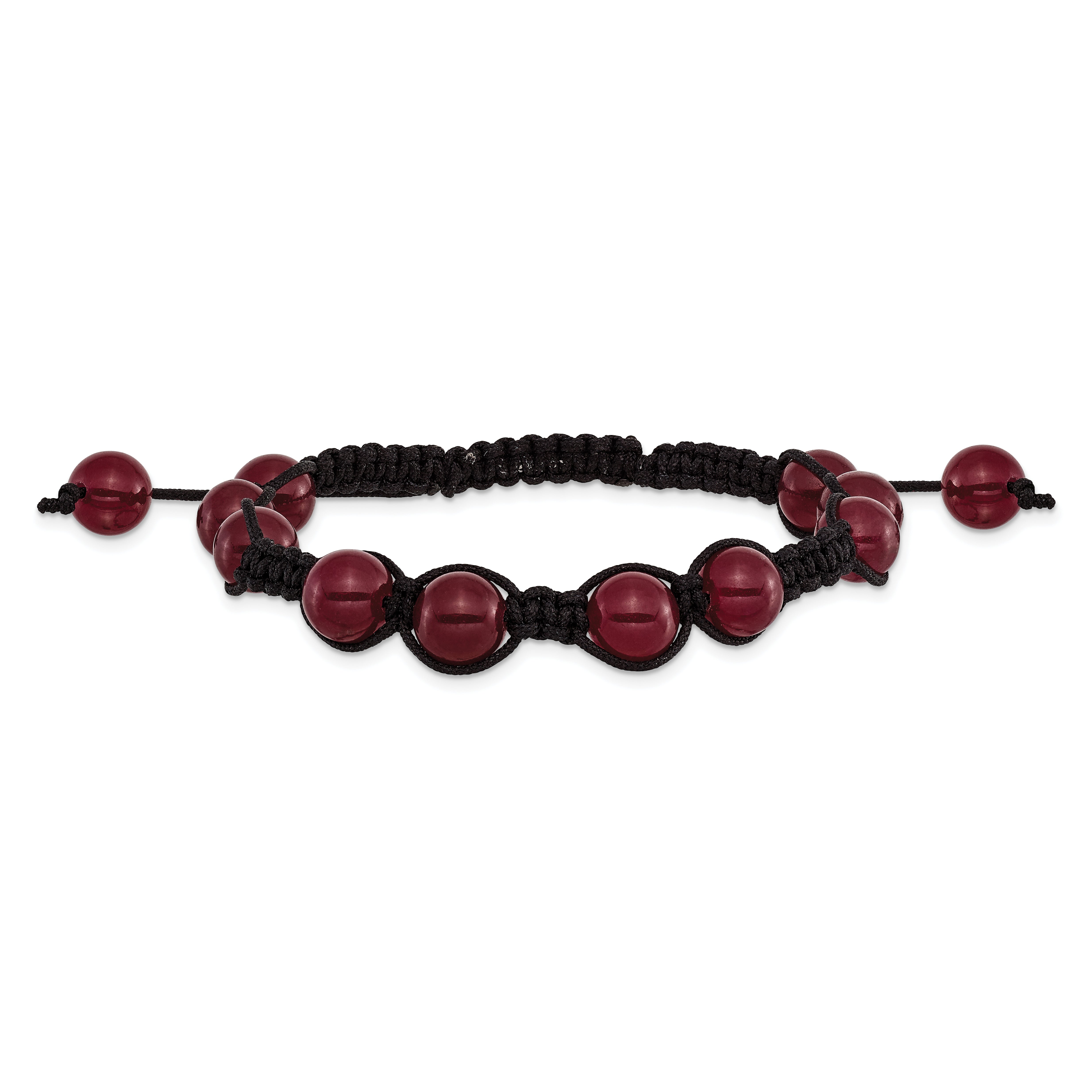 8mm Red Aventurine Beads and Black Cord Bracelet