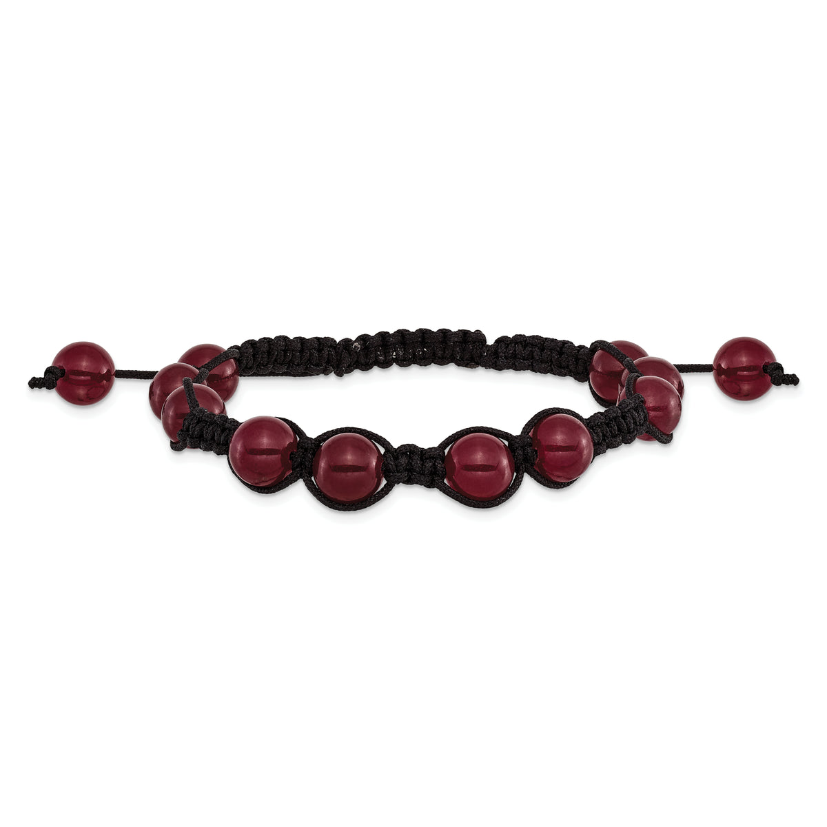 8mm Red Aventurine Beads and Black Cord Bracelet