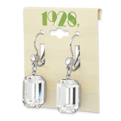 1928 Silver-Tone Swarovski Crystal Dangle Earrings with Leverback Closure