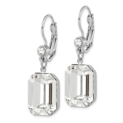 1928 Silver-Tone Swarovski Crystal Dangle Earrings with Leverback Closure