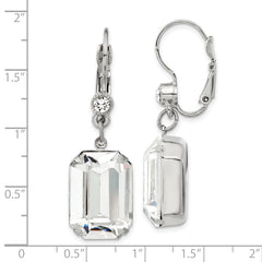 1928 Silver-Tone Swarovski Crystal Dangle Earrings with Leverback Closure