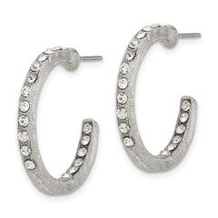 1928 Silver-Tone Crystal C-Hoop Earrings with Polished Finish