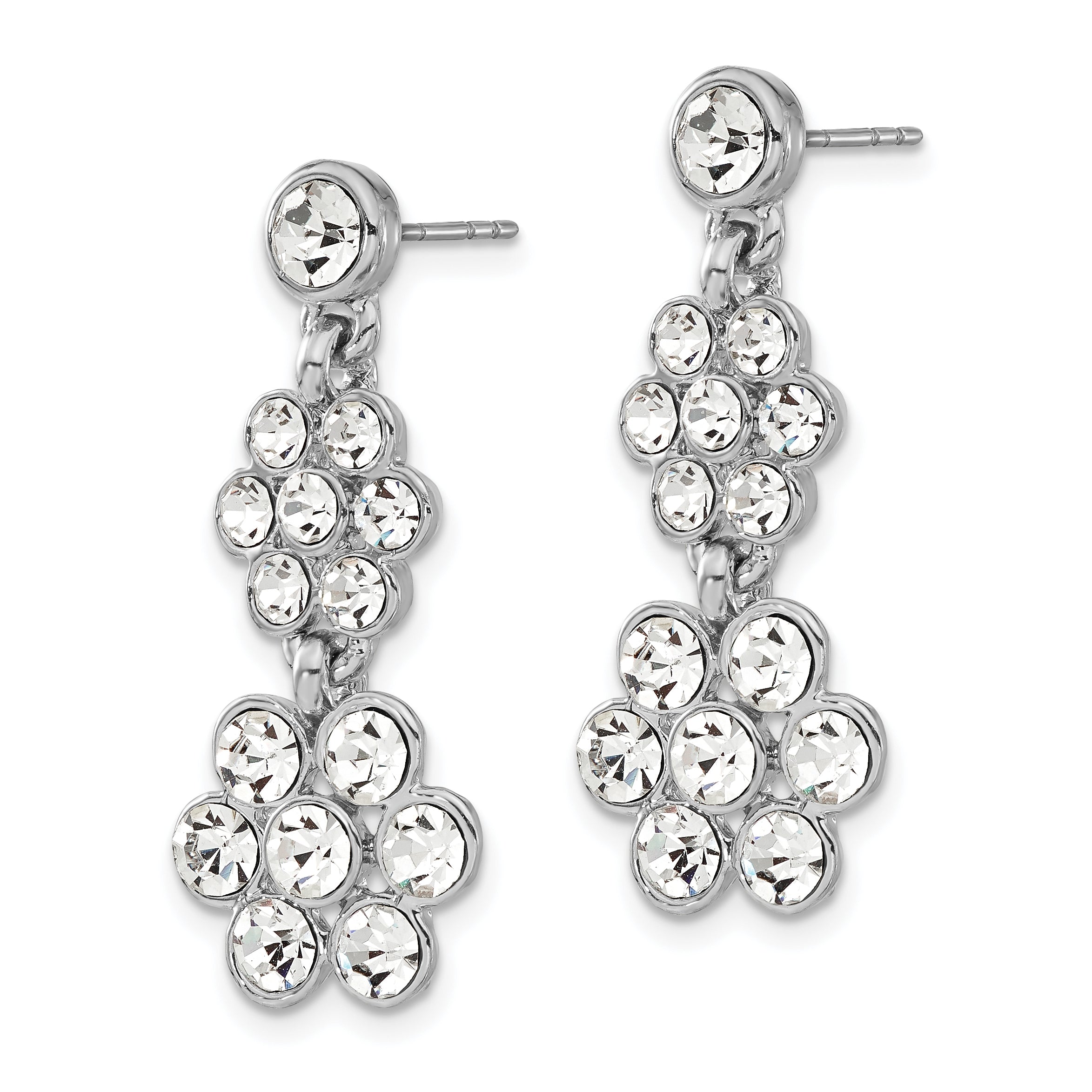 1928 Silver-Tone Crystal Flower Dangle Earrings | Elegant Vintage-Inspired Design